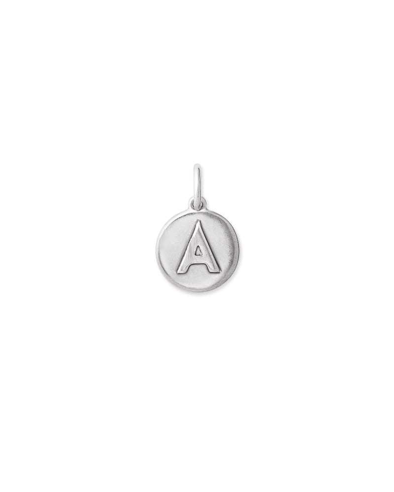 Letter A Coin Charm in Oxidized Sterling Silver image number 0